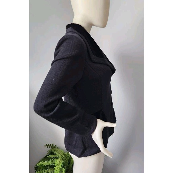 ELEGANT ST JOHN BLACK KNIT EVENING JACKET, SIZE 4, Velour / Velvet Trim Santana - Picture 6 of 16